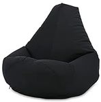 Beautiful Beanbags Adult Highback Beanbag Large Bean Bag Chair for Indoor and Outdoor Use - Water Resistant- Perfect Lounge or Gaming Chair - Home or Garden Bean Bag - Manufactured in UK (Black)