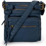 Montana West Crossbody Purse for Women Multi Pocket Bag Ultra Soft Washed Leather Ladies Shoulder Handbags,MWC-201BL