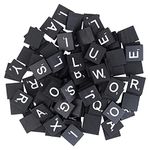 Trimming Shop Wood Letter Tiles, Wooden Alphabet Tiles A-Z Capital Letters Replacement for Board Games, Christmas Tree Decoration, Children's Educational Toy, DIY Projects (Black, 100pcs)