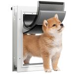 Eillion Dog Door for Door, 3 Flaps Doggie Door with Insulation for Interior and Exterior Doors, Heavy Duty Doggy Door and Pet Door, Aluminum Frame and Plastic Panel with Lock, Pet Door for Medium Dogs