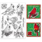 GLOBLELAND Cardinal Silicone Clear Stamp Bird Transparent Silicone Stamp Christmas Rubber Stamp for Scrapbook Journal Card Making 4.3 x 6.3 Inch