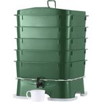 Vermihut ® Plus US Made 5 – Tray Worm Composter -Forest Green,Sustainable Design for Both Indoor & Outdoor, Worm Compost Bin for Vermicomposting Starter, Recycling Food Wastes