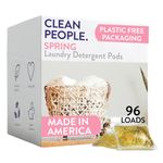 Clean People Laundry Washing Capsules - Recyclable Packaging, Hypoallergenic, Stain Fighting - Ultra Concentrated, Laundry Soap - Spring Scent, 96 Pack