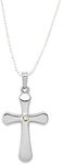 14K Yellow Gold Rounded Edges Polished Diamond Cross Religious Pendant Charm Necklaces; Fine Jewelry Gifts for Women and Men.01 Total Carat Weight White