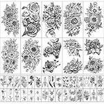 Yazhiji 40 sheets Waterproof Temporary Tattoos Large Flowers Butterfly Collection Temporary Fake Tattoos for Women and Girls Body Art Decoration