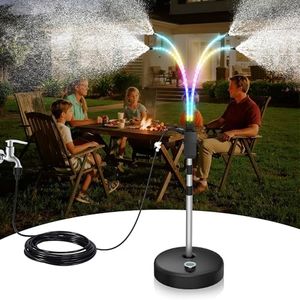 RGB LED Lighted Patio Mister for Outside, 200+ Vibrant Modes, APP& Remote Control, Adjustable 3.3-5.3FT Height, Portable Stand Cooling System for Outdoor Garden/Backyard/Deck, Water Filled Sturdy Base