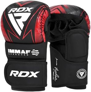 RDX IMMAF Approved Sparring Grappling Gloves, Professional Grade Hybrid Design for Competition Level and Training, Ventilated Open Palm, Adjustable Wrist Straps, Martial Arts Muay Thai, Men Women
