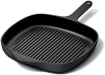 Caraway Enameled Cast Iron Grill Pan - 10.5” Grill Pan for Stovetop Cooking - 3 Layer Enamel Coating - No Seasoning Required - Compatible With All Stovetops - Free From Forever Chemicals - Charcoal