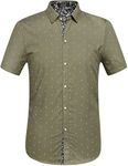 SSLR Men's Printing Button Down Casual Short Sleeve Shirts (Small, Olive Green)