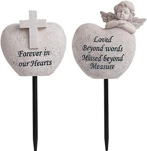 Angel and Cross Cemetery Grave Vases，Grave Decorations for Cemetery，Memorial Gifts for Loss of Loved - Set of 2 for Fresh/Artificial Flowers Headstones Vases with Removable Stakes White