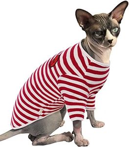 PUMYPOREITY Ropa para Gatos Esfinge, Jersey Algodón Gato Chaleco Suéter para Invierno Ropa Cálido de Gato Abrigo Traje Camiseta Hairless Cat para Gatos(Rojo, XS)