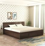 GHROYAL Solid Sheesham Wood Queen Size Double Bed with Box Storage for Bedroom Furniture Wooden Palang for Living Room Furniture (Walnut Finish) | 1 Year Warranty