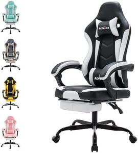 SUKIDA Gamers Choice Gaming Chair - Gaming Chairs for Adults 300lbs, Ergonomic Gamer Gamingchair with Footrest Cool Pc Computer Comfy Leather Swivel Recliner Adjustable Backrest Massage Lumbar, Black