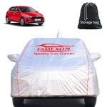 FAMEXON Waterproof Car Body Cover with Mirror Pocket Compatible for Hyundai I20 2010 to 2014 Triple Layer Inner Fabric & Pipein Design Protects from Animals, Heat, Rainfall (Metallic Silver)