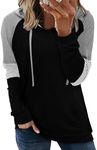 onlypuff Women's Pullover Hoodies Teen Girls Trendy Fall Fashion Tops Hooded Sweatshirts, Q Black, XX-Large