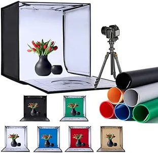 ZKEEZM Light Box Photography 20"x20" with 80LED Lights and 6 Color Backdrops Photo Box with Lights, Foldable Light Box with Adjustable Brightness, 6000-6500K Dimmable Portable Picture Box Shooting