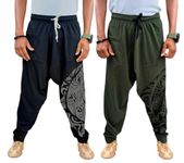 Relaxed Unisex Harem Pants (Trousers) For Adults (Pack Of 2) Multi Colors Black Green - Relaxed