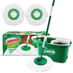 Libman Tornado Spin Mop System Plus 2 Refill Heads | Mop and Bucket with Wringer Set | Floor Mop | Spin Mop | Libman Mop | Mops for Floor Cleaning | Hardwood Floor Mop | 3 Total Mop Heads Included