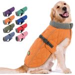 Sheripet Dog Winter Coats, Fleece Lining Winter Coats for Dogs, Adjustable Windproof Dog Cold Weather Coat, Quick Release Buckle Dog Winter Jacket for Small Medium Large Dogs,Orange S