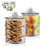 Myiosus Large Glass Jars with Lids, 3.9L Clear Biscuit Jar Cookie Jars with Lids, Set of 2 Airtight Glass Storage Jars Canisters for Candy, Cereal, Flour, Pasta, Sugar, Snack