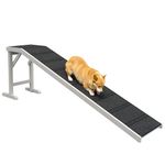PawHut Dog Ramp for Bed, Pet Ramp for Dogs with Non-Slip Carpet and Top Platform, White & Grey