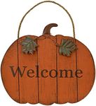 K KILIPES Wood Pumpkin Welcome Sign Fall Decoration for Home Thanksgiving Hanging Welcome Sign Pumpkin Door Decor Autumn Harvest Wall Decor Sign (10.2" H)