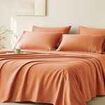 JELLYMONI King Sheet Sets Orange - 400 Thread Count 100% Cotton Sheets, 4 Pieces Silkly Sateen Cotton Sheet Set, Wrinkle Free Hotel Luxury Bedding