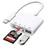 USB C SD Card Reader, Avigers USB C to SD Card for iPhone 15/iPad/Mac/Laptop, 4 in 1 Type C Memory Card Adapter with USB & Charging Port for iPad Pro/Air/Mini, MacBook Pro/Air, Galaxy, MicroSD/SD