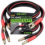 GearIT 14 AWG Speaker Cable Wire with Banana Plugs (2 Pack, 3.3 Feet - 1 Meter) 14Ga Gauge Banana Wire for Bi-Wire Bi-Amp HiFi Surround Sound - 99.9% OFC Copper, Gold Plated Tips - Black, 3 Ft