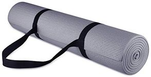 BalanceFrom All Purpose 1/4-Inch High Density Anti-Tear Exercise Yoga Mat with Carrying Strap, Gray