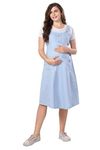 EASY MOM Women Maternity Wear Kurti/Dress: Comfortable & Stylish for Expecting Moms | Blue | M