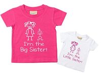 60 Second Makeover Limited I'm The Little Sister I'm The Big Sister Tshirt Set Baby Toddler Kids Available in Sizes 0-6 Months New Baby Sister Gift Pink