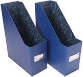 Snap-N-Store Storage Box - Pack of 2 Magazine File Boxes for Organizing - 12.25 x 3.88 x 9.75 Inch Storage Boxes w/Lids for Documents, Paper and Organizing, Back To School Supplies for Students, Blue