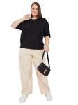 Maternity Regular and Oversized Baggy Half Sleeve Black T-Shirt for Women