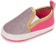 LONSOEN Baby Girls Boys Loafers Prewalker Dress Crib Shoes, 218rose, 12-18 Months Toddler