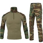 Men's Military Tactical Shirt and Pants Airsoft Paintball Hunting Combat Uniform Army Camo Green Large