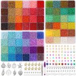 JOISHOP 25000pcs Glass Seed Beads for Bracelet Making Kit, 72 Colors 3mm Small Glass Beads Tiny Beads Friendship Bracelet Beads for Girls Jewelry Making DIY Crafting Bracelet Necklaces