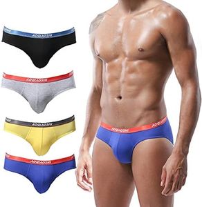 HOOFESAN Mens Modal Microfiber Underwear Briefs Low Rise Support Brief Elastic Waistband Briefs Underpants 4 Pack