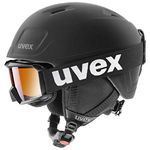 uvex Heyya Pro Set - Ski Helmet & Google Set for Kids - Individual Fit - Contrast Enhancing - Black - 54-58 cm