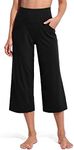 Promover Capri Pants for Women Wide Leg Yoga Pants with Pockets High Waist Casual Crop Lounge Pants(Capris-Black,M)