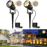 LOHAS Landscape Spot Lights Outdoor, 5W Dusk to Dawn Outdoor Lighting, LED Spotlights for Yard, 120V 450LM Outside Lights for House, 9.84-ft Cord, IP66 Waterproof 3000K Warm White, UL Listed 2 Pack