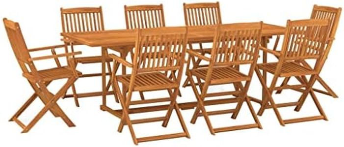 vidaXL Solid Wood Acacia Garden Dining Set 9 Piece Outdoor Patio Table and Chairs Wooden Lounge Set Terrace Backyard Dining Furniture