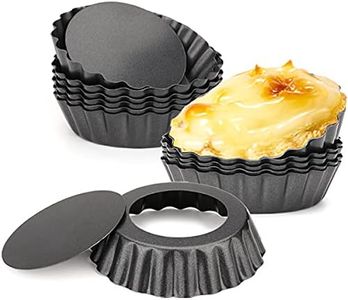 Cyimi 12 pcs Egg Tart Molds, 3" Mini Tart Pans Removable Bottom, Cupcake Cake Muffin Mold Tin Pan Baking Tool, Reusable Quiche Bakeware Carbon Steel for Pies, Quiche, Cheese Cakes, Desserts