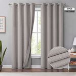 Melodieux 100% Blackout Curtains for Bedroom, Thermal Insulated Noise Reducing Linen Grommet Window Drapes for Living Room and Nursery, Natural Beige, 50 x 84 Inch Length, 2 Panels