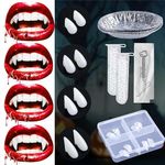 BestLink 4 Sizes Vampire Teeth, Halloween Vampire Fangs Costume 4 Pairs Fake Fangs Kits with Enhanced Adhesive for Cosplay Dress Up Makeup Party Props