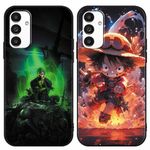 FGIAZDU 2 Pack Cool Phone Case for Samsung Galaxy S24 5G Case,Japanese Anime Cartoon Characters Print Men Women Teens,Comics Manga Pattern Design,Soft Silicone Funda Cases Black Cover