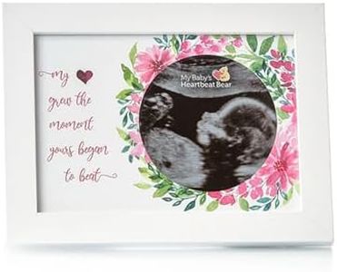MBHB Wooden Ultrasound Photo Frames, 5x7 Real Wood White Picture Frame with 3.5" Circular Cutout, Beautiful Display for Baby's First Scan, Ideal Gift, Suitable for Nursery/Bedroom, My Heart Grew