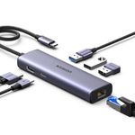 UGREEN Revodok 1061 USB C Hub, 6-in-1 Dock with 1000Mbps Ethernet, 4K 30Hz HDMI, 100W PD, 3 USB A 3.0 Data Ports Multiport Adapter for PC Laptop Phone Compatible with MacBook, iPad, iPhone 17, Galaxy