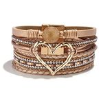 Leather Wrap Bracelets for Women Trendy Stackable Boho Cuff Bangles Resin Stone Rhinestone Bracelets Heart Bracelet Jewelry Gift