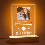 SHAYONA Personalized Spotify Photo Frame with Light Customized Acrylic Spotify plaque Led Lamp Scannable Song Code Gift for Anniversary, Birthday, Music Lovers with Warm white LED Light